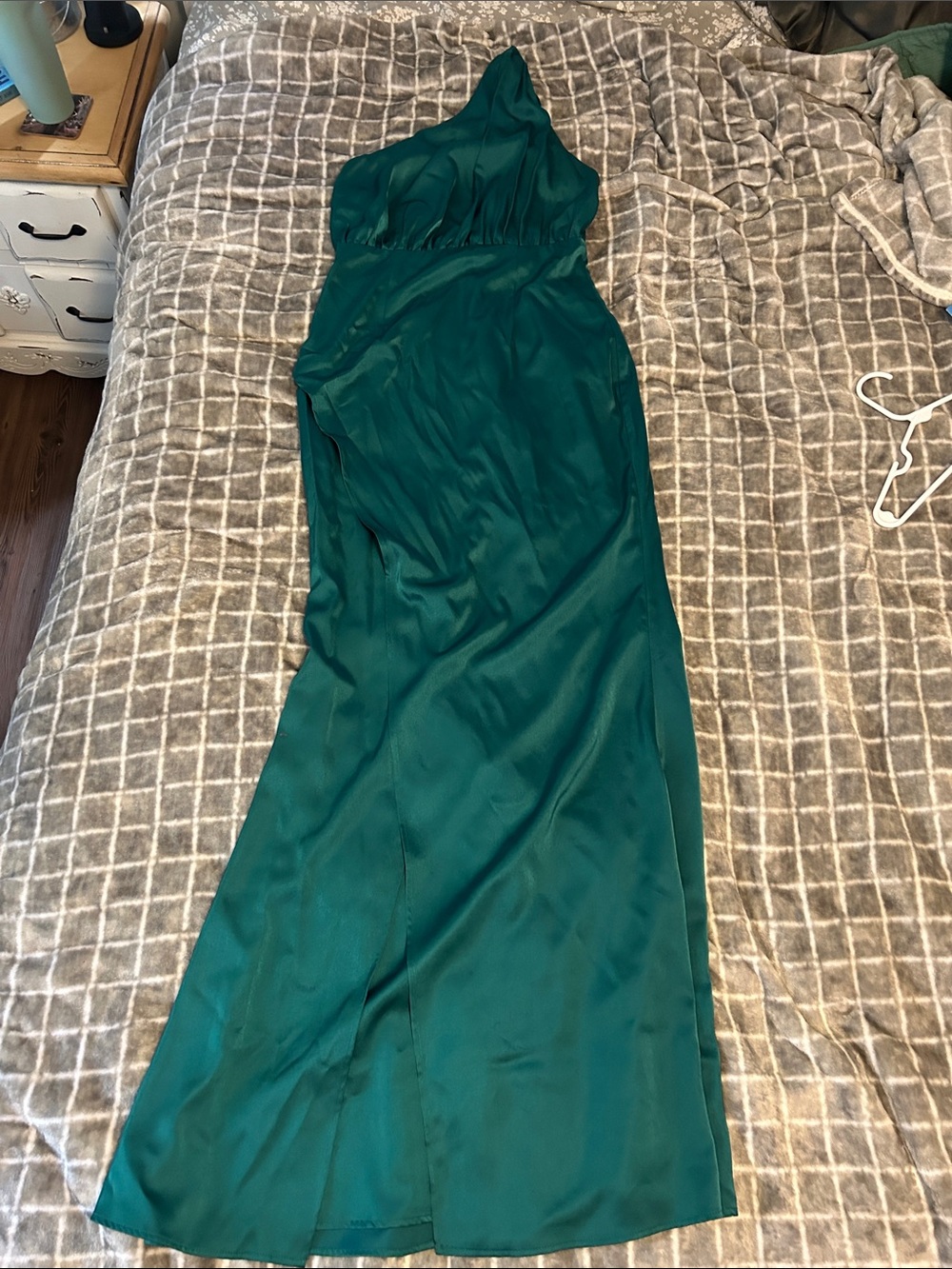 Source Unknown One-Shoulder Teal Evening Gown